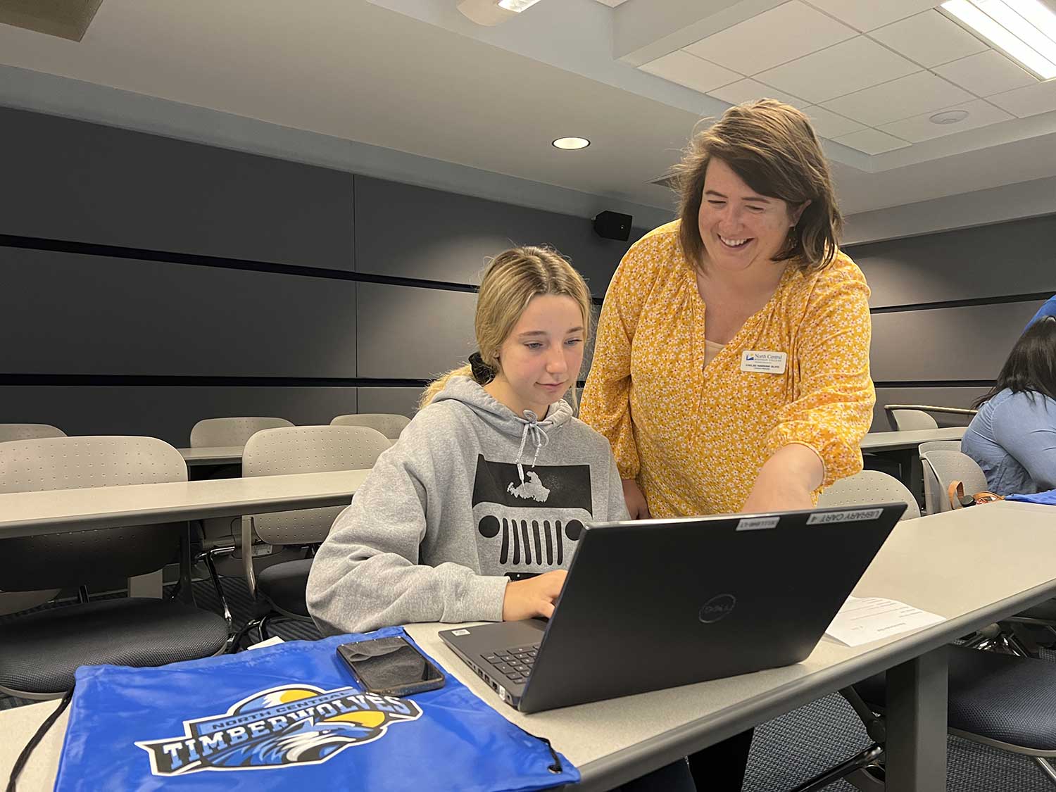 student working on a computer