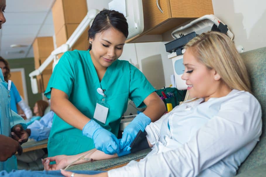 Phlebotomy technician at work