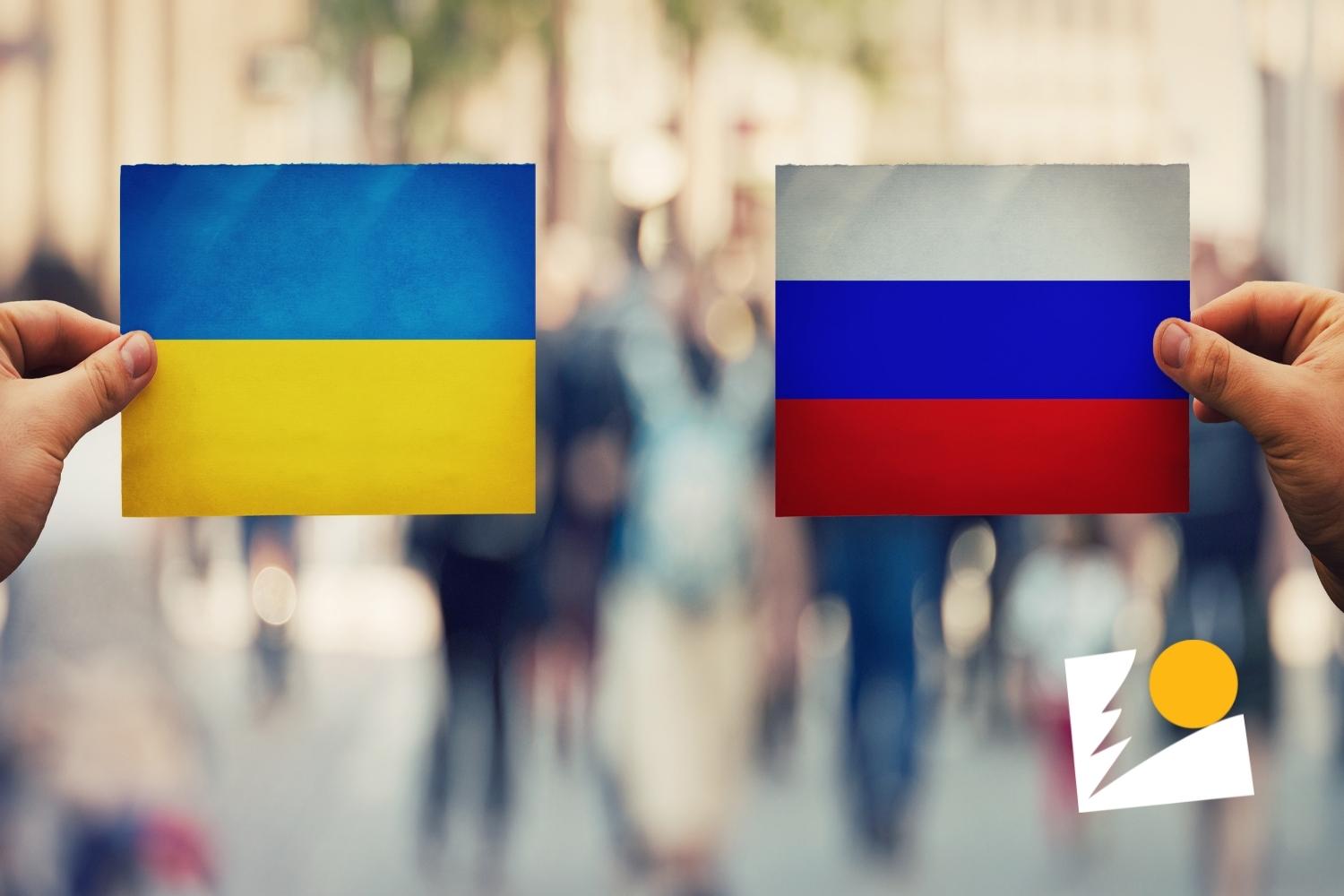 Ukranian, Russian flags