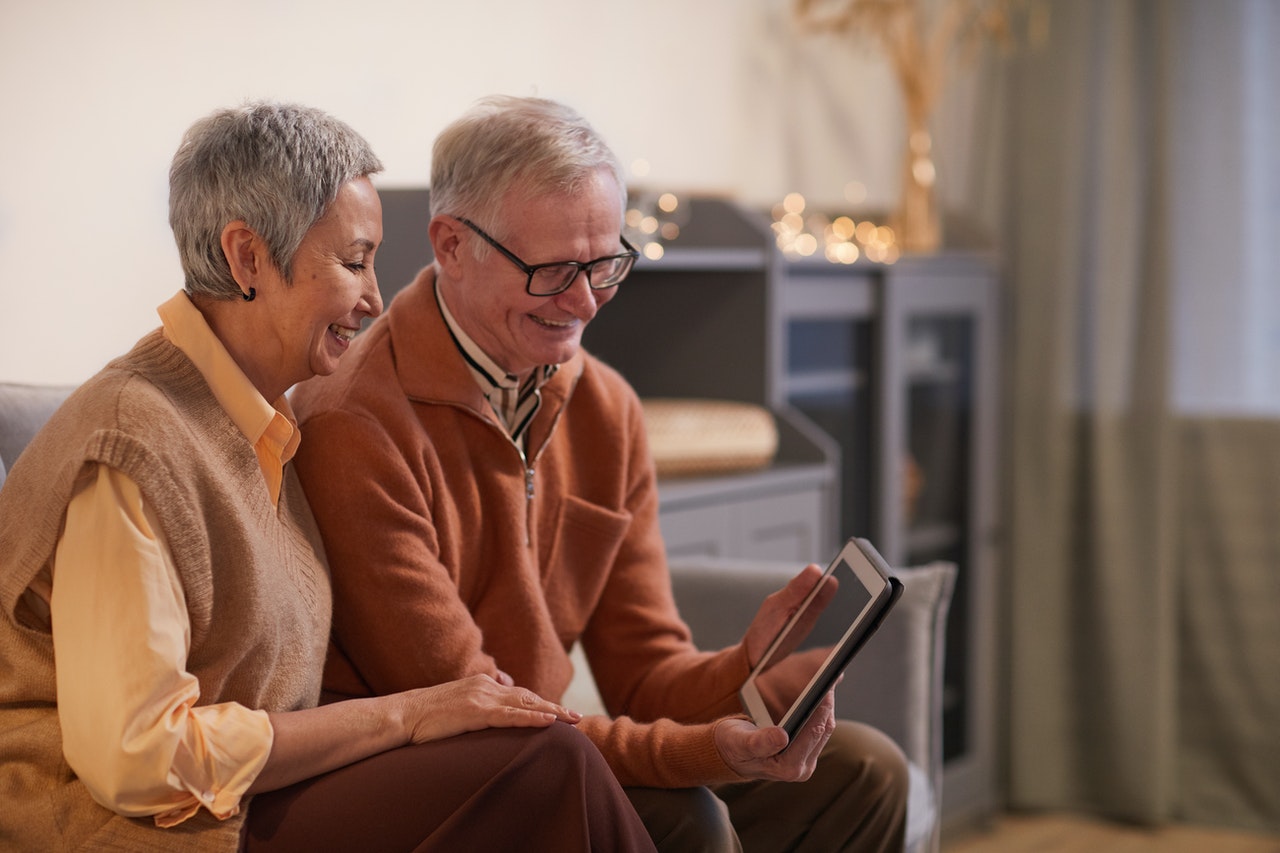 Mature couple at a computer