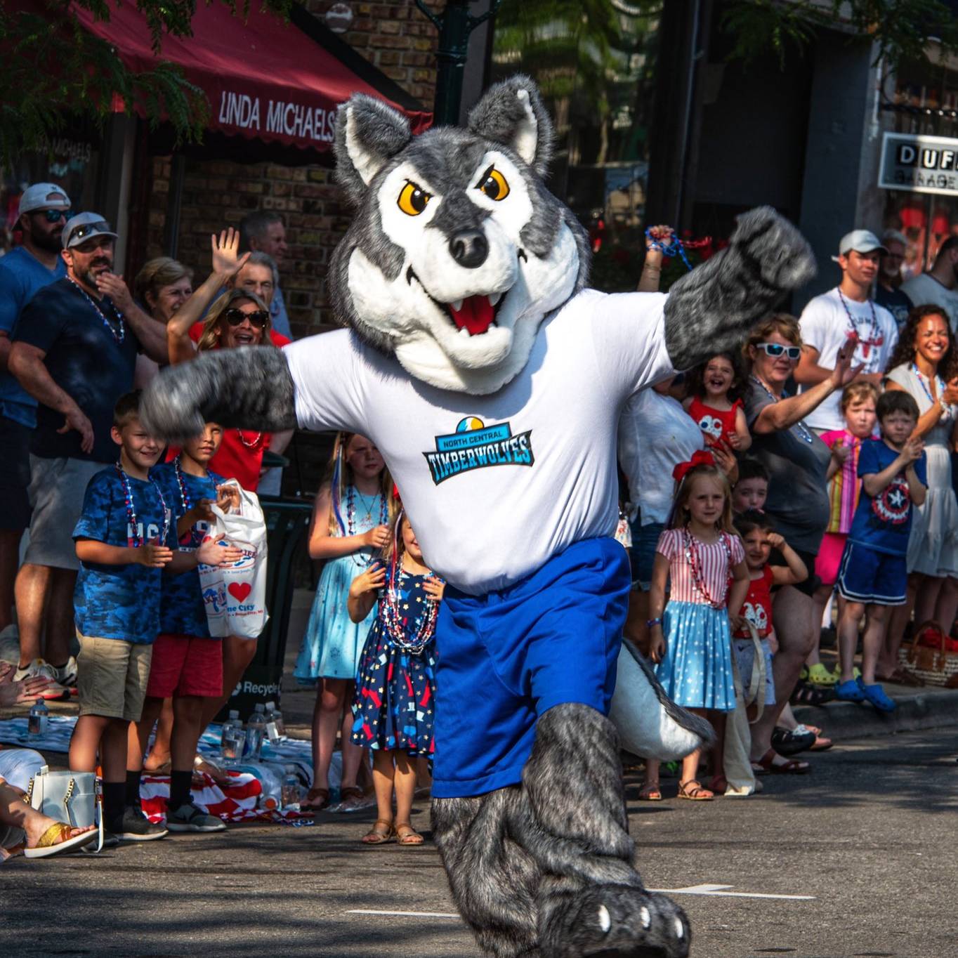 Timberwolf mascot at 4th of July parade