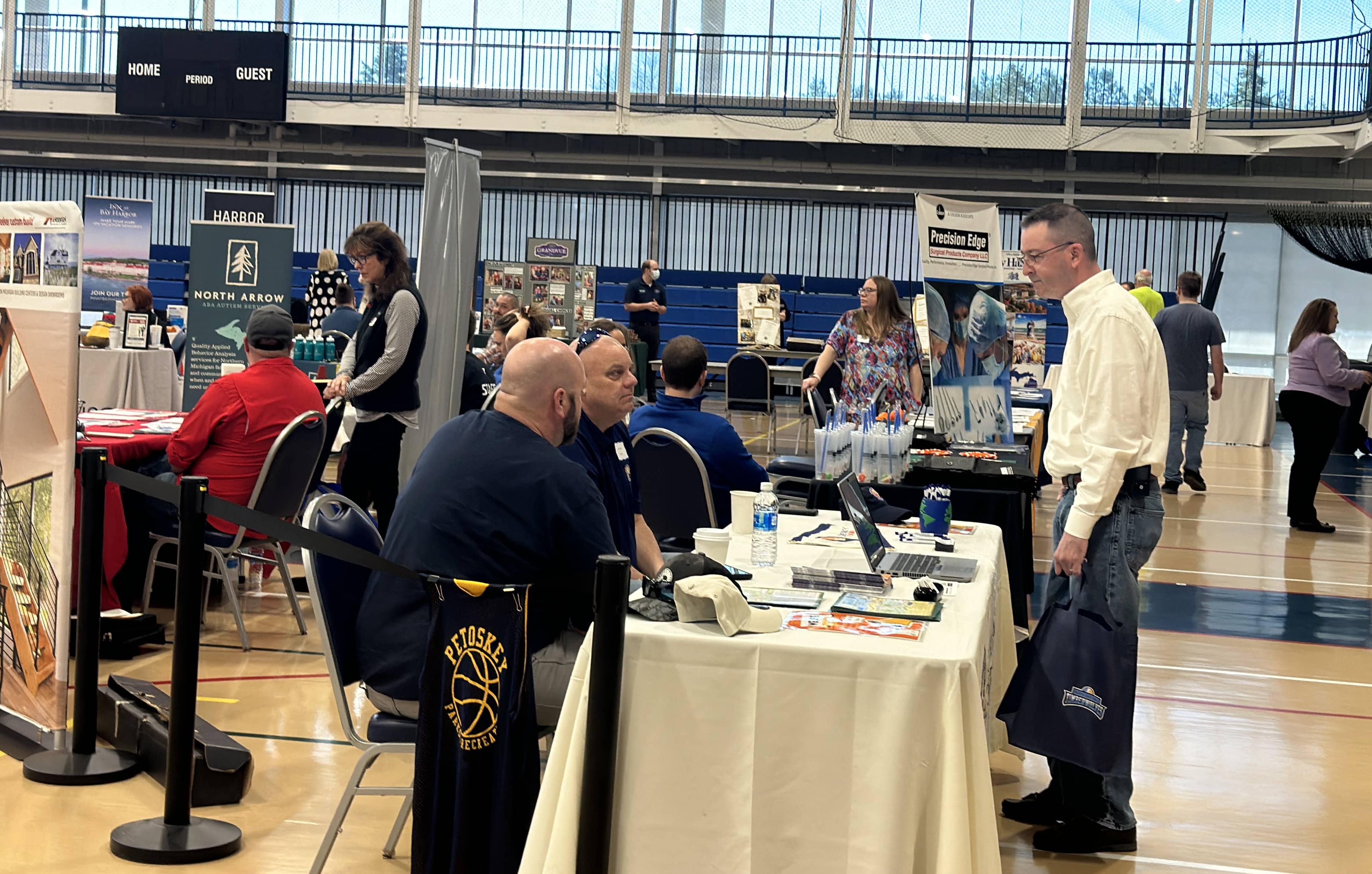 Vendors and attendees at career fair