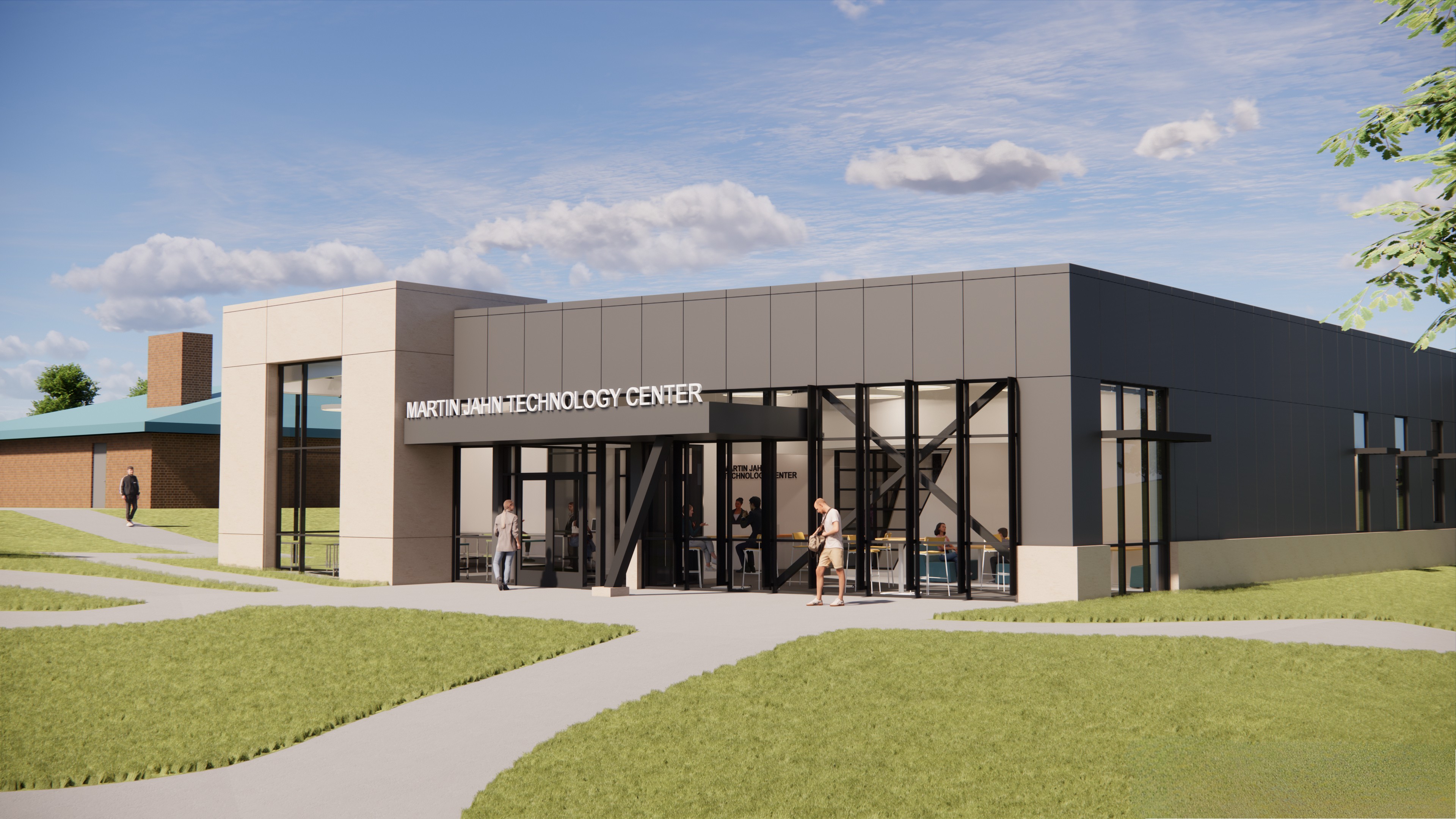 Architectural rendering of the outside of the Martin Jahn Technology Center