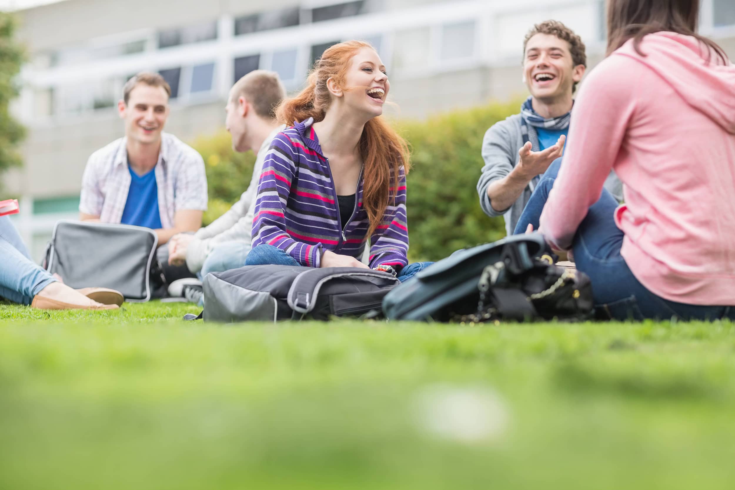 Students sitting outside