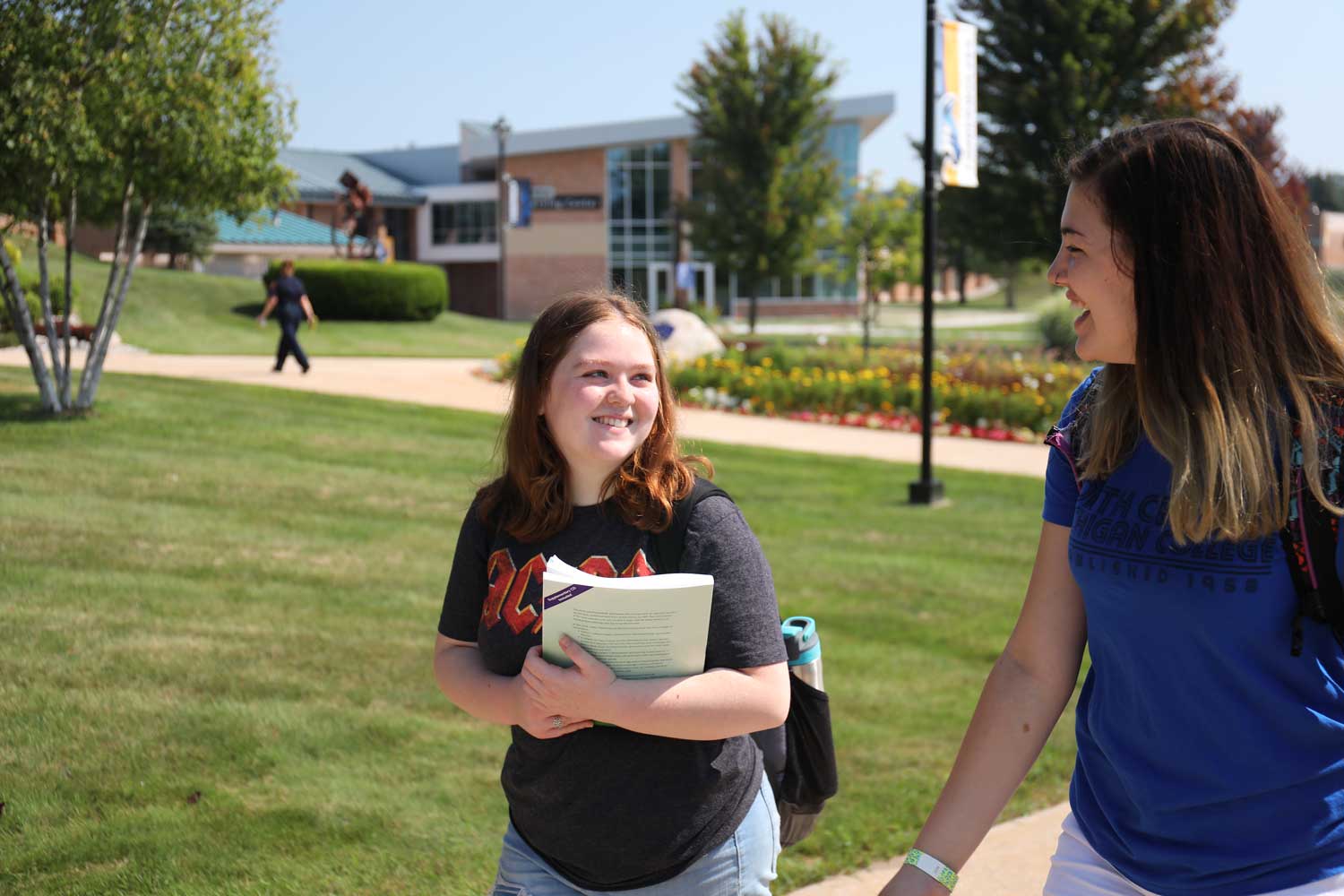 students walking on campus