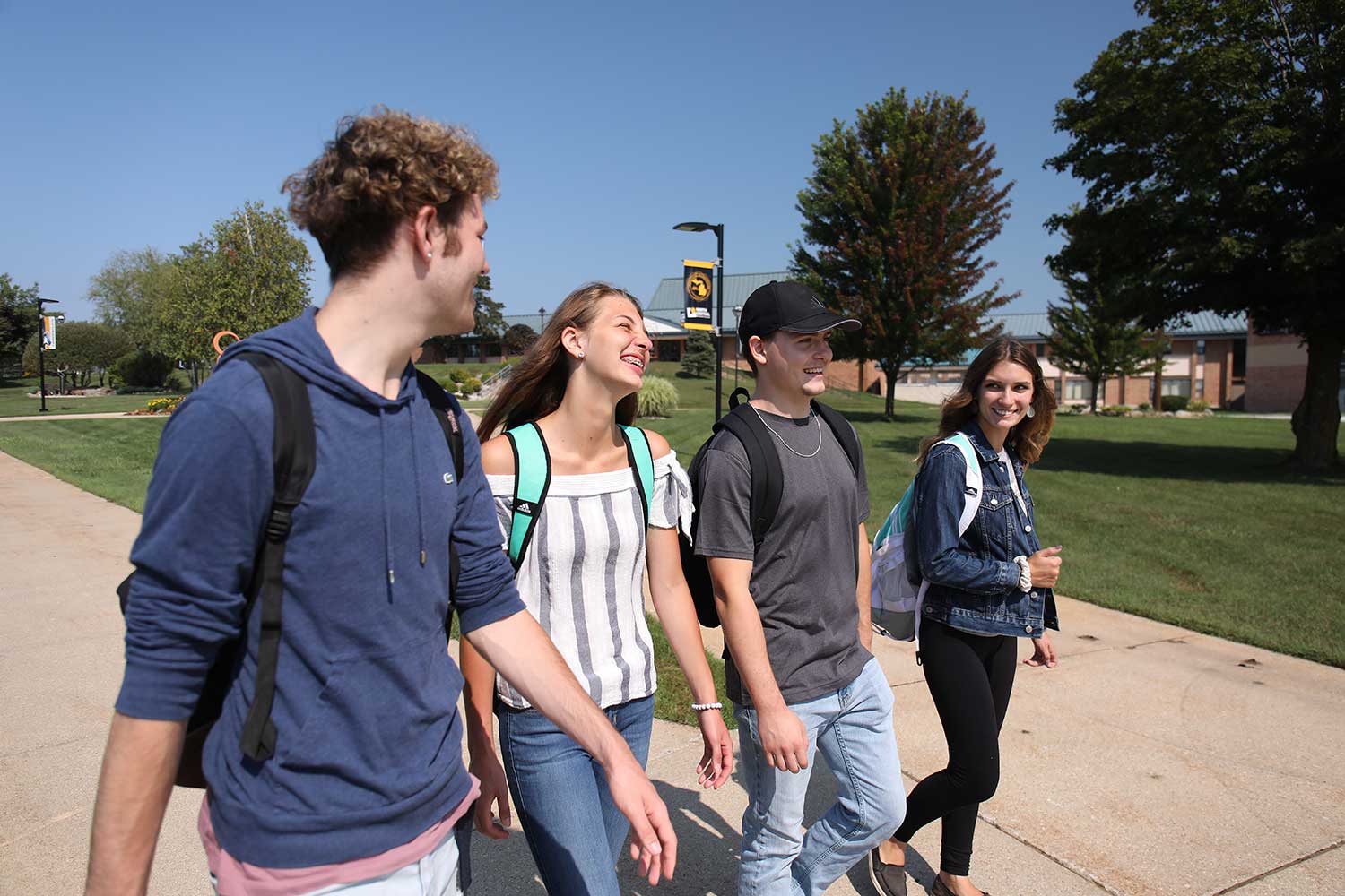 students walking on campus