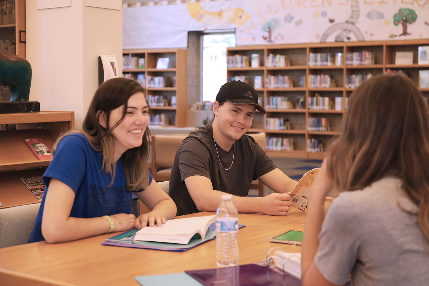 students in the library